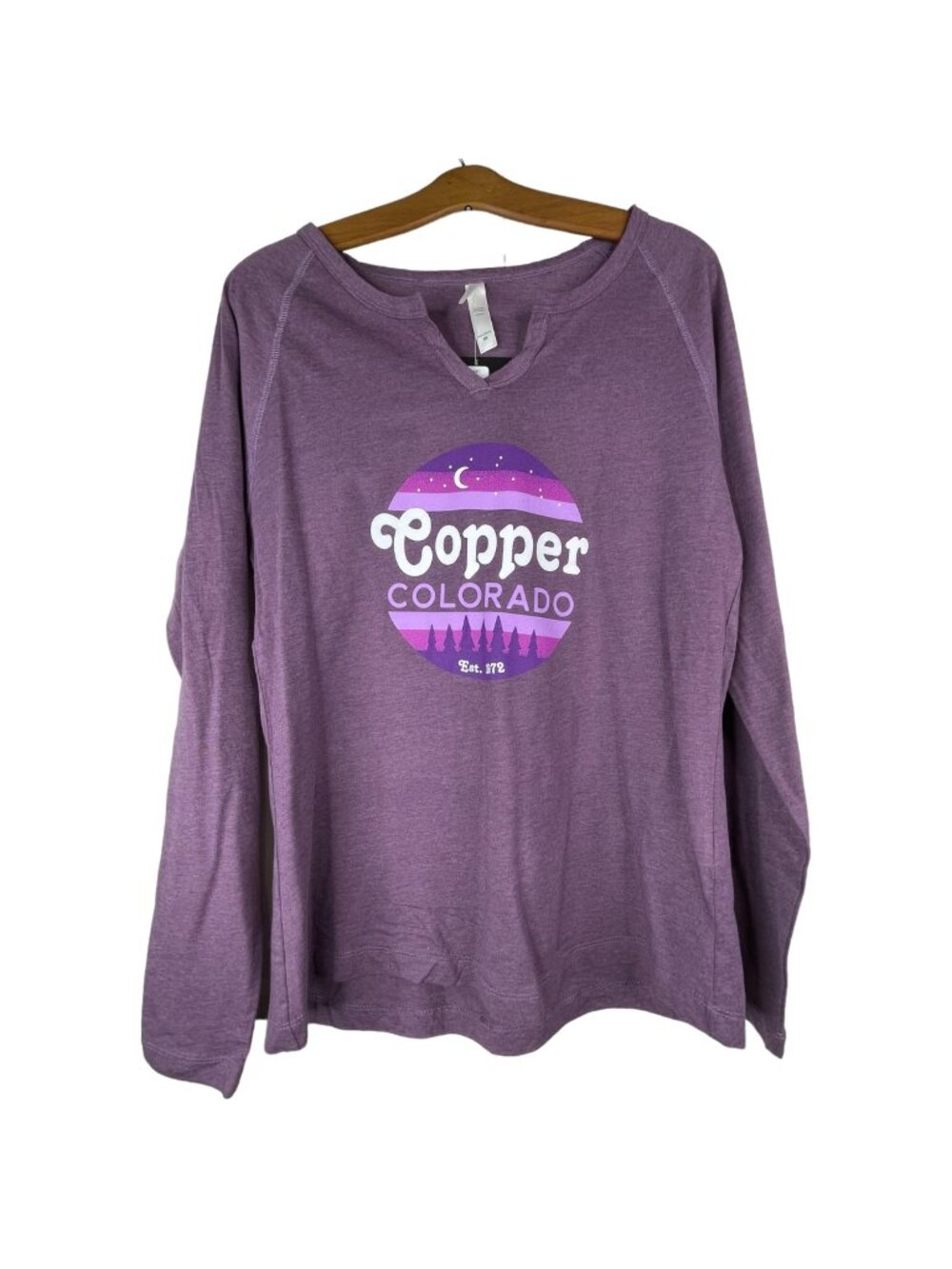 Colorado Copper Top Ouray Essential Long Sleeve Notch Tee Purple Size Medium NEW